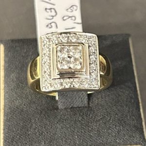 Bague art déco avec diamants en or jaune 18 carats (750/000)