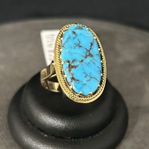 Bague turquoise en or jaune 18 carats (750/000)